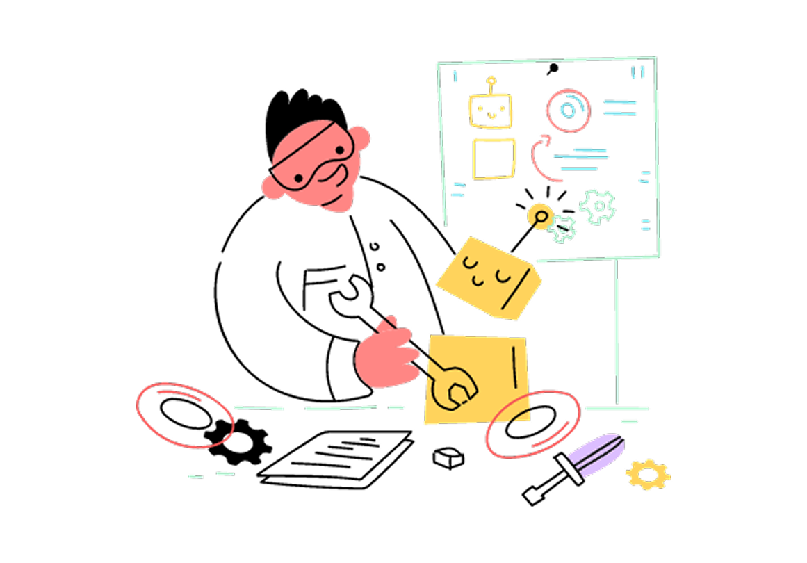 a illustration of a mechanic with some work tool